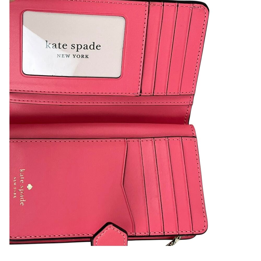 Kate Spade NY 2 Fold Wallet Salmon Pink Solid Color - Picture 7 of 7